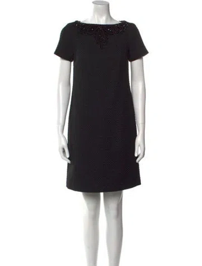 Pre-owned Carolina Herrera Bateau Neckline Mini Dress In Black