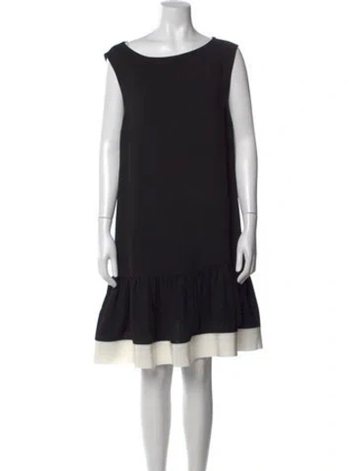 Pre-owned Carolina Herrera Bateau Neckline Mini Dress In Black