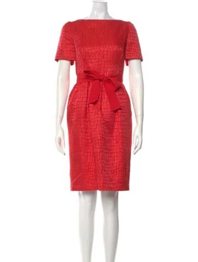 Pre-owned Carolina Herrera Bateau Neckline Mini Dress In Red