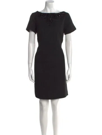Pre-owned Carolina Herrera Bateau Neckline Mini Dress W/ Tags In Black
