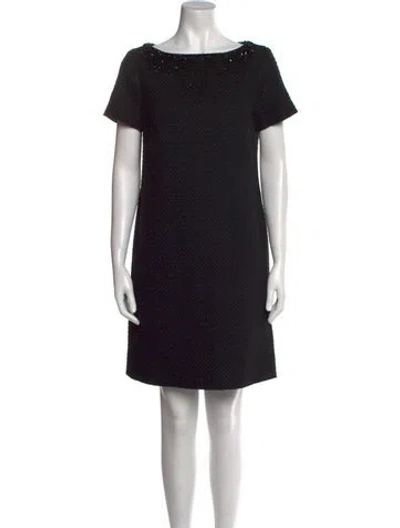 Pre-owned Carolina Herrera Bateau Neckline Mini Dress W/ Tags In Black