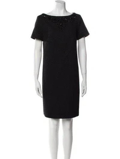 Pre-owned Carolina Herrera Bateau Neckline Mini Dress W/ Tags In Black