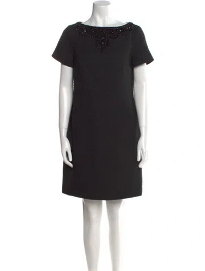 Pre-owned Carolina Herrera Bateau Neckline Mini Dress W/ Tags In Black
