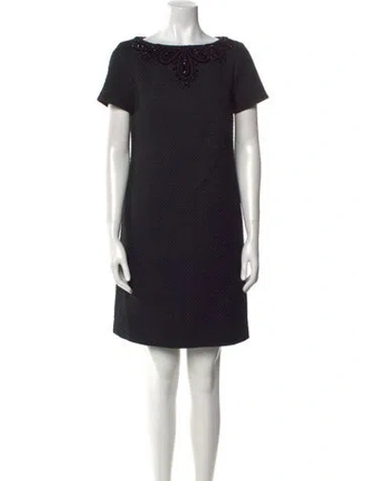 Pre-owned Carolina Herrera Bateau Neckline Mini Dress W/ Tags In Black