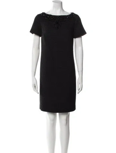 Pre-owned Carolina Herrera Bateau Neckline Mini Dress W/ Tags In Black