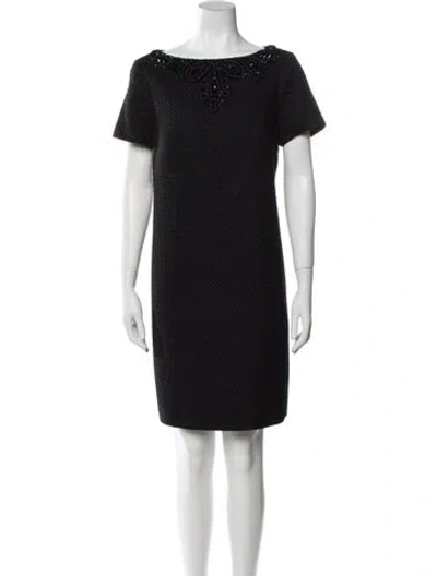 Pre-owned Carolina Herrera Bateau Neckline Mini Dress W/ Tags In Black