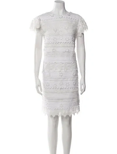 Pre-owned Carolina Herrera Bateau Neckline Mini Dress W/ Tags In White