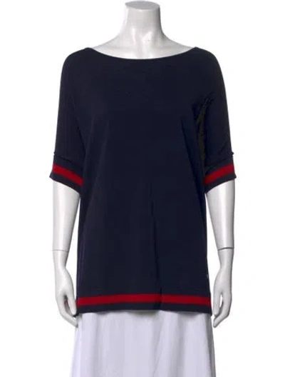Pre-owned Carolina Herrera Bateau Neckline Sweater In Blue