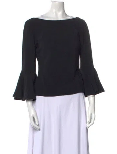 Pre-owned Carolina Herrera Bateau Neckline Three-quarter Sleeve Top In Black