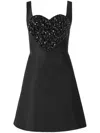 Carolina Herrera Crystal Heart Sleeveless Mini Dress In Black