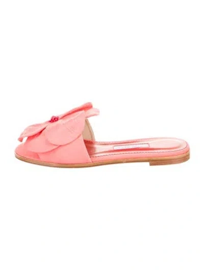 Pre-owned Carolina Herrera Beaded Accents Slides In Pink