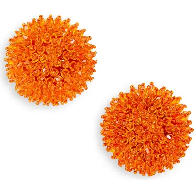 Carolina Herrera Beaded Ball Dome Earrings In Marigold