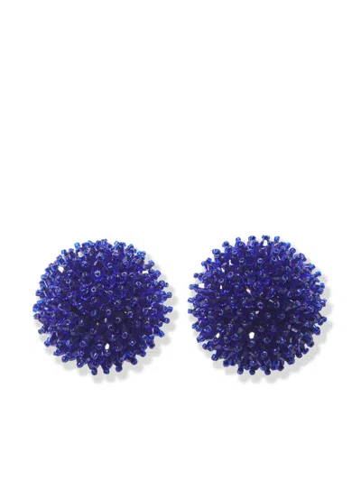 Carolina Herrera Beaded Ball Dome Earrings In Ultramarine