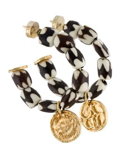 Pre-owned Carolina Herrera Beaded Hoop Earrings In Multi