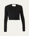 Shop Carolina Herrera Beaded Lace Crewneck Crop Cardigan In Black