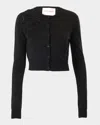 Carolina Herrera Beaded Lace Crewneck Crop Cardigan In Black