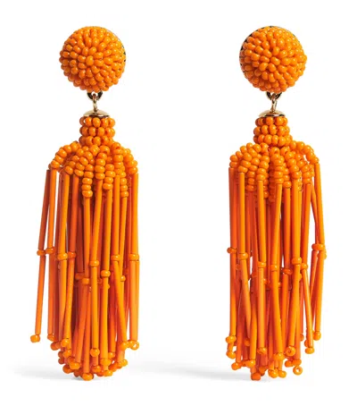 Carolina Herrera Beaded Tassel Drop Earrings In Orange