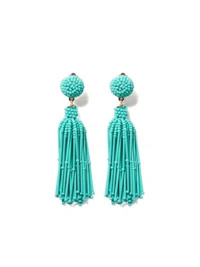 Carolina Herrera Beaded Tassel Earrings In Blue