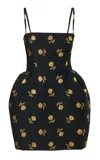 Carolina Herrera Bell-shaped Carnation Lurex Jacquard Mini Dress In Black
