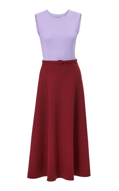 Carolina Herrera Belted Bi-stretch Wool Tailored A-line Dress In Multi