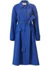 Carolina Herrera A-line Cotton-blend Coat In Blue