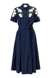 Carolina Herrera Belted Cotton Dress In Blue