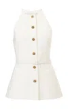 Carolina Herrera Belted Cotton Sateen Top In White