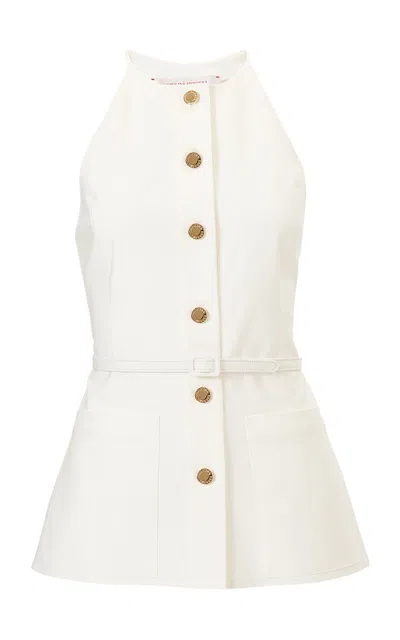 Carolina Herrera Belted Cotton Sateen Top In White