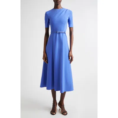 Carolina Herrera Belted Crepe Midi Dress In Blue