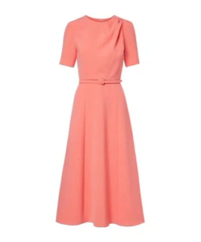 Carolina Herrera Belted Crepe Midi Dress In Pink