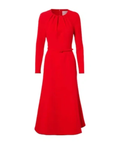 Carolina Herrera Belted Crêpe Midi Dress In Red