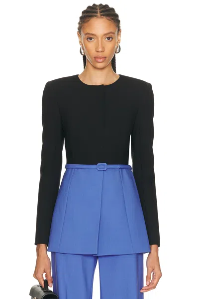 Carolina Herrera Belted Crewneck Jacket In Black