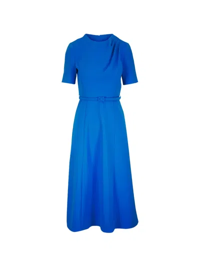Carolina Herrera Short Sleeve Dress Belted Waist Detail In Purple