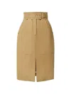 Carolina Herrera Belted Front-slit High-waisted Midi Skirt In Brown