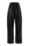 Carolina Herrera Belted Leather Wide-leg Pants