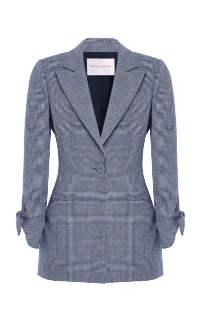 Carolina Herrera Belted Linen-wool Blazer In Multi