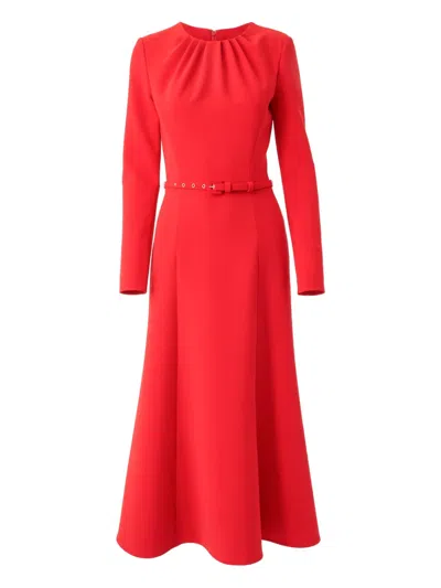 Carolina Herrera Belted Midi Dress In Red