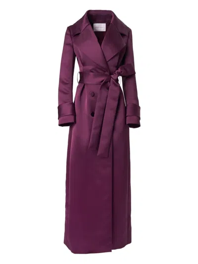 Carolina Herrera Belted Satin Trench Coat In Purple