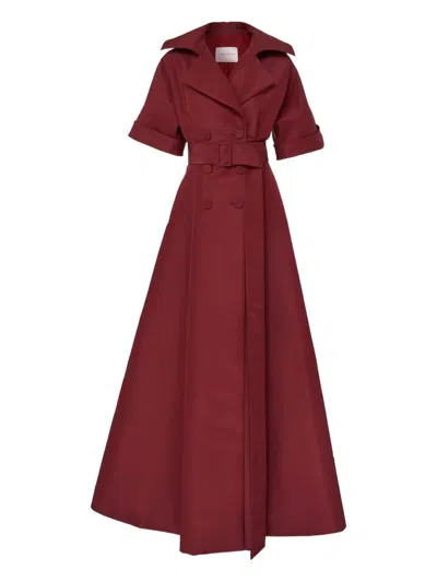 CAROLINA HERRERA BELTED SHORT-SLEEVE MAXI DRESS