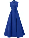 Carolina Herrera Belted Sleeveless Trench Gown In Blue