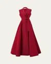 Carolina Herrera Belted Sleeveless Trench Gown In Currant