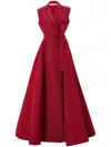 Carolina Herrera Belted Sleeveless Trench Gown In Red