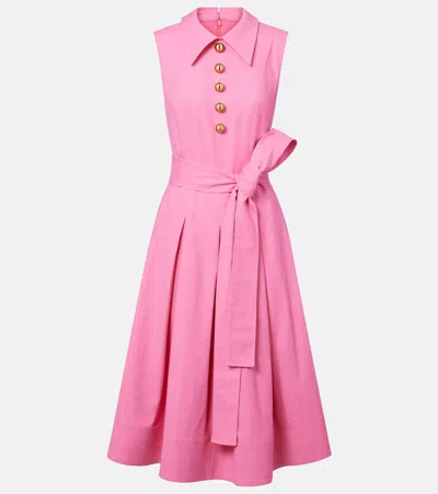 Carolina Herrera Belted Woven Midi Shirt Dress