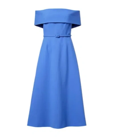 Carolina Herrera Belted Wool-blend Midi Dress In Blue