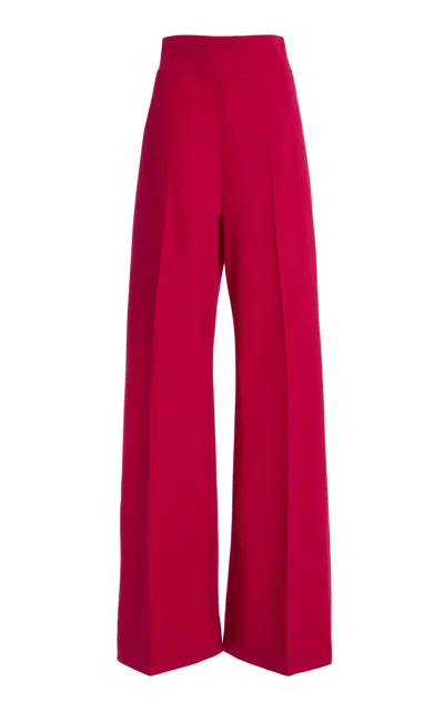 Carolina Herrera Bi-stretch Wool Tailoring Wide-leg Pants In Purple