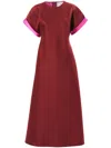 Carolina Herrera Contrast-trimmed Satin Midi Dress In Red