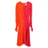 Carolina Herrera Bicolor Midi Dress In Multicolor Silk In Red
