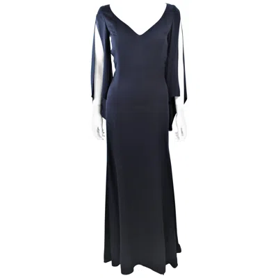 Pre-owned Carolina Herrera Black Chiffon Drape Gown Size 4