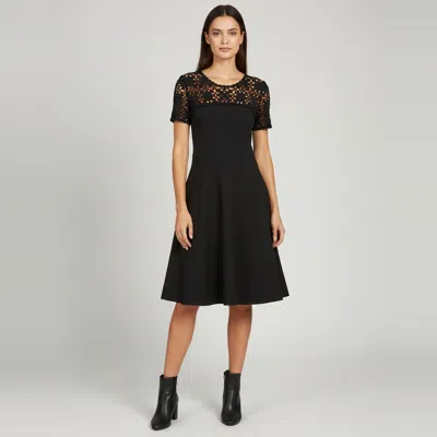 Pre-owned Carolina Herrera Black Jersey Short Sleeve Midi Dress M