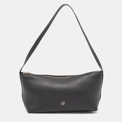 Pre-owned Carolina Herrera Black Leather Pochette Bag